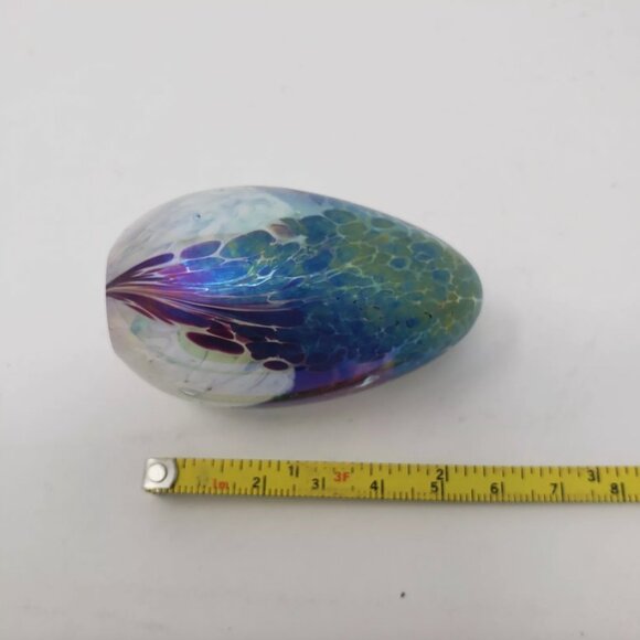 VINTAGE Mount St Helens Iridescent Art Glass Egg Paperweight 2.5" Signed MSH 88 - Picture 4 of 6